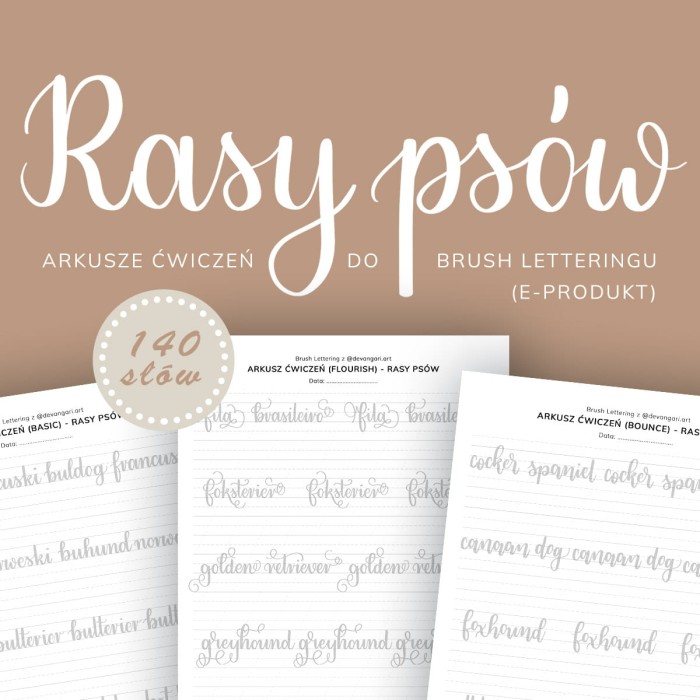 Devangari art - arkusz cwiczen do letteringu - Rasy psów - 01.jpg
