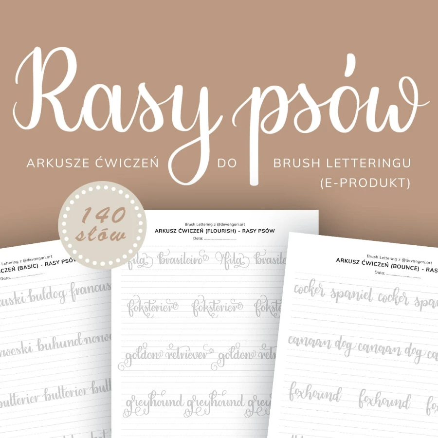 Devangari art - arkusz cwiczen do letteringu - Rasy psów - 01.jpg