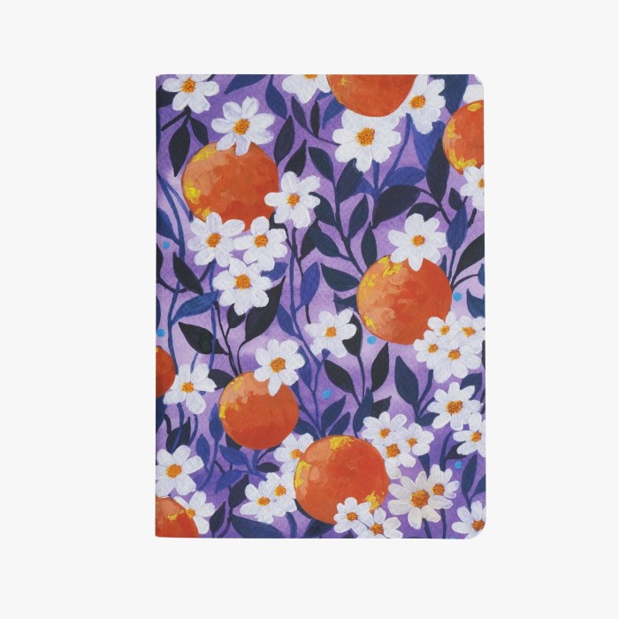 Orange Garden Devangari stapled notebook