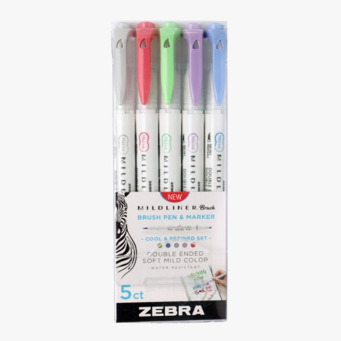 Devangari-art-zebra-brush-pen-mildliner-zestaw-cool
