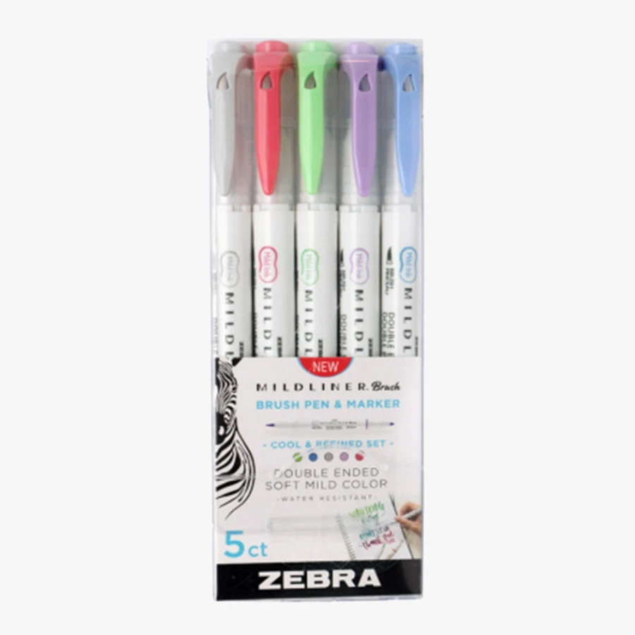 Devangari-art-zebra-brush-pen-mildliner-zestaw-cool