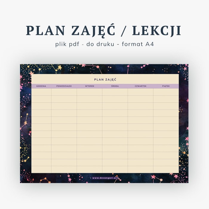 plan zajęć do druku