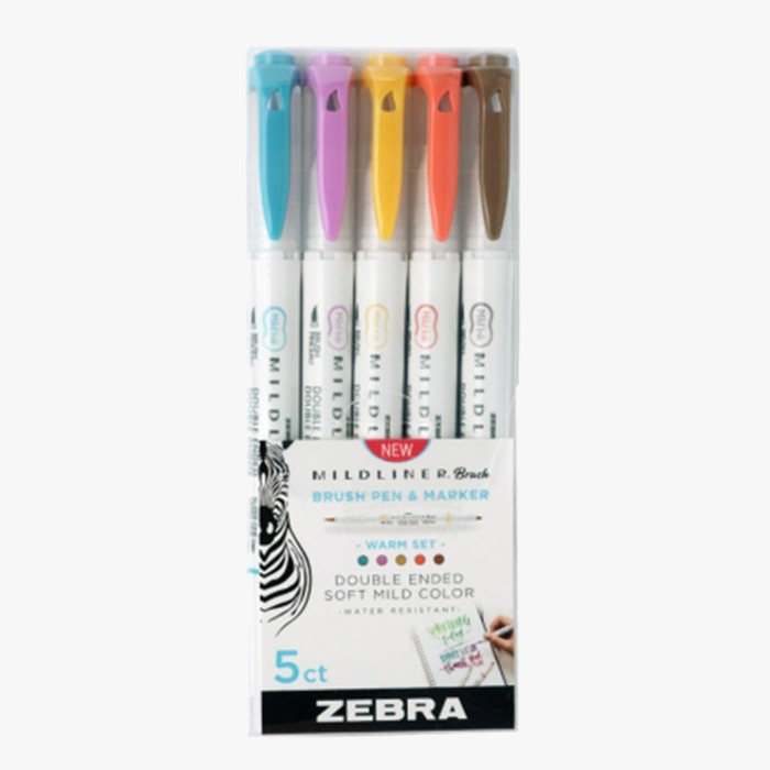 Devangari-art-zebra-brush-pen-mildliner-zestaw-warm